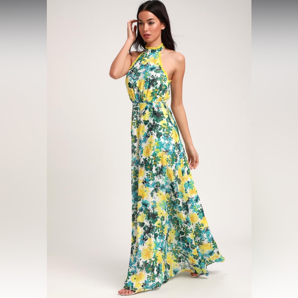 Lulus Floral Halter Maxi Dress